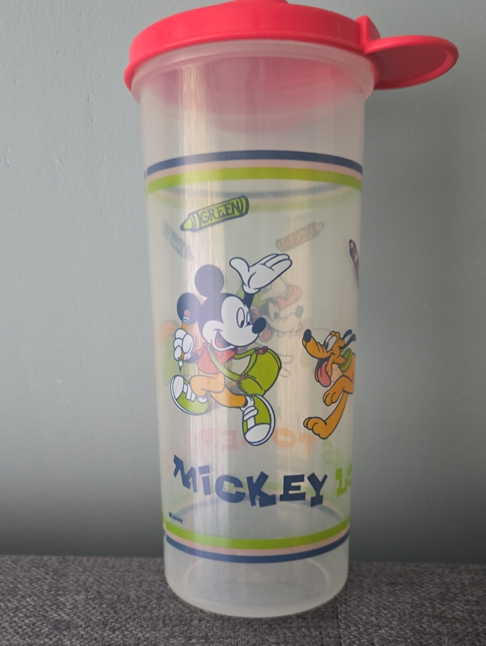 Disney Mickey Mouse Kids Tumbler/ Pencil Holder  with Red Lid
